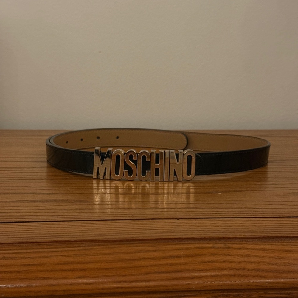 Moschino Black Leather Belt